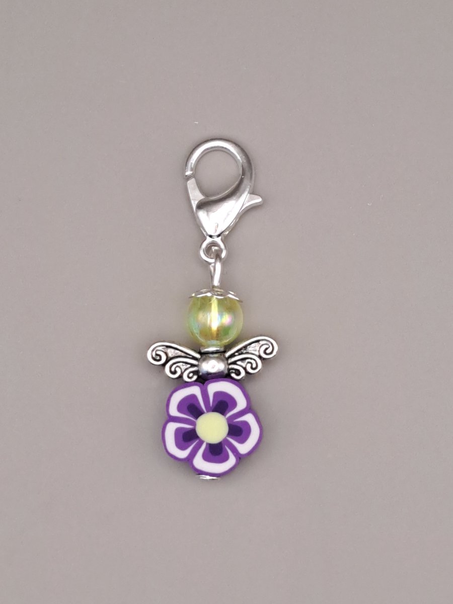 Geluksengel - Geluksengeltje - Engeltje - Beschermengeltje - beschermengel - Engel hanger - Gelukspoppetjes - Sleutelhanger - Tashanger - Gelukshangertje - Bloemen Engeltje