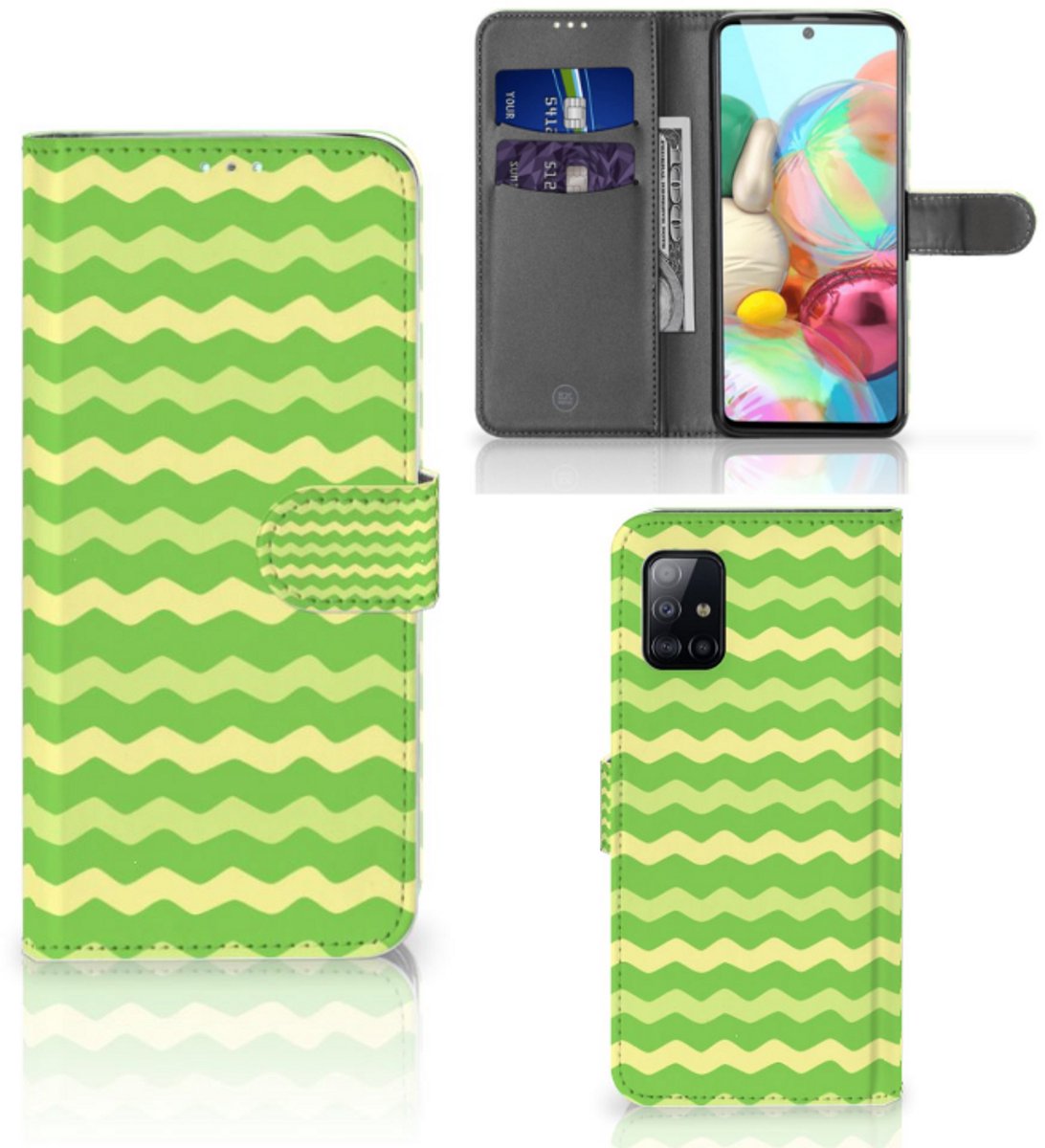 Samsung Galaxy A71 Telefoon Hoesje Waves Green