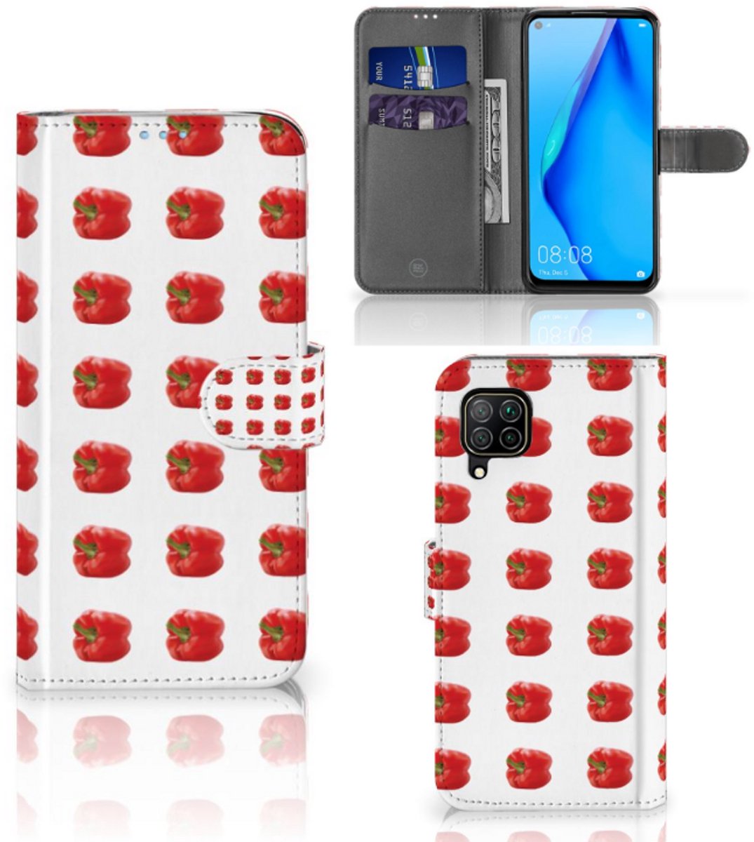 Huawei P40 Lite Book Cover Paprika Red