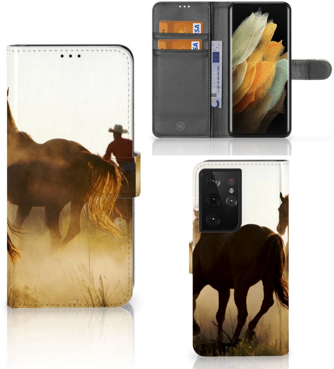 Samsung Galaxy S21 Ultra Telefoonhoesje met Pasjes Design Cowboy