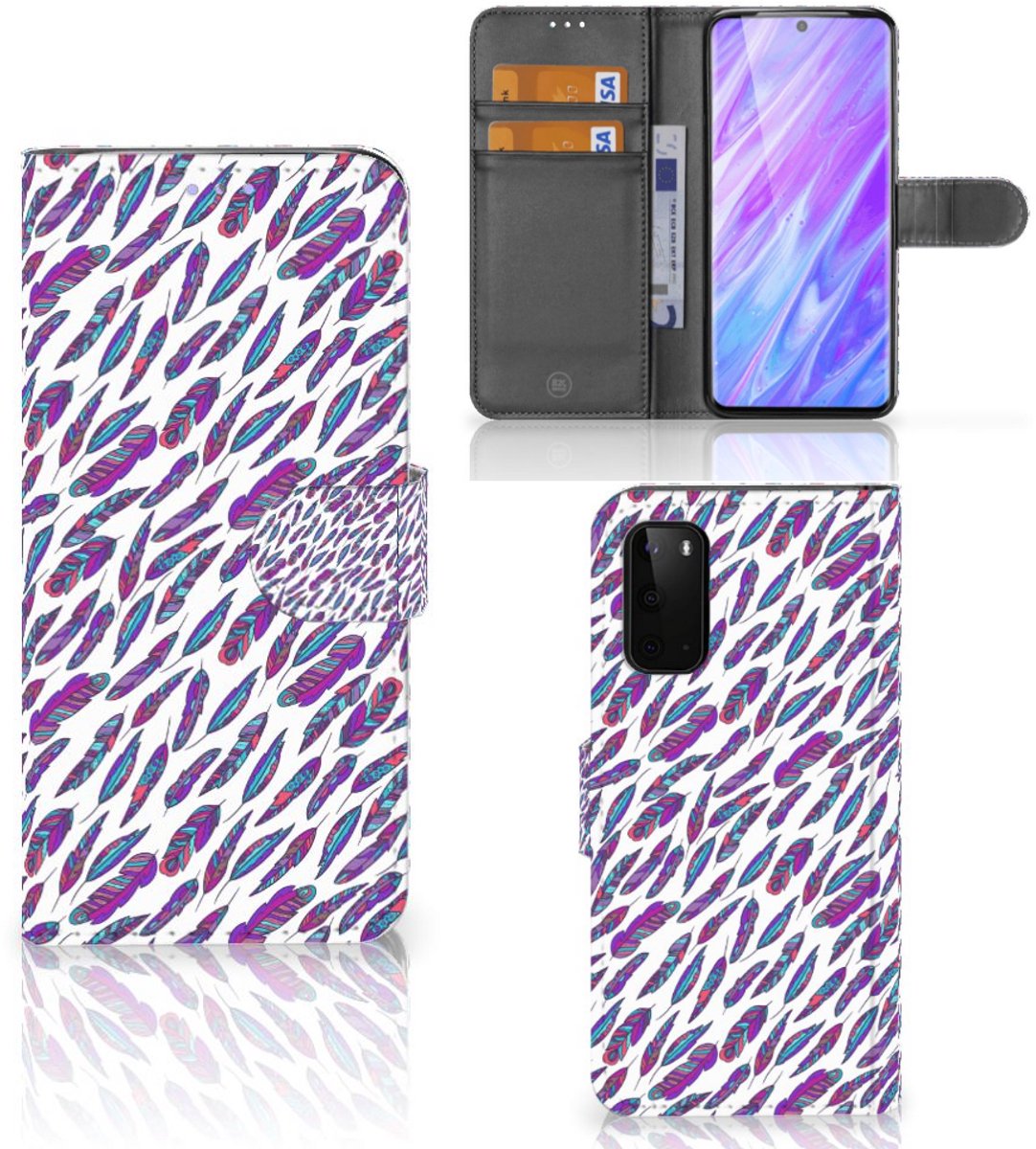 Book Case voor Samsung Galaxy S20 Telefoon Hoesje Feathers Color