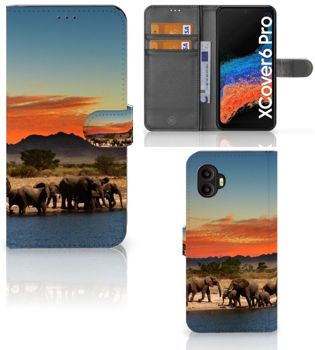 Samsung Galaxy Xcover 6 Pro Telefoonhoesje met Pasjes Olifanten
