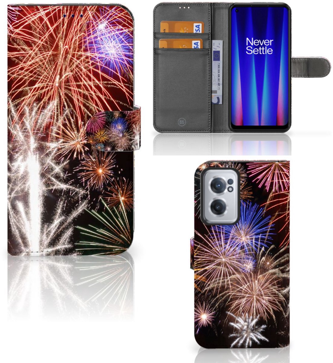 OnePlus Nord CE 2 Wallet Case met Pasjes Vuurwerk