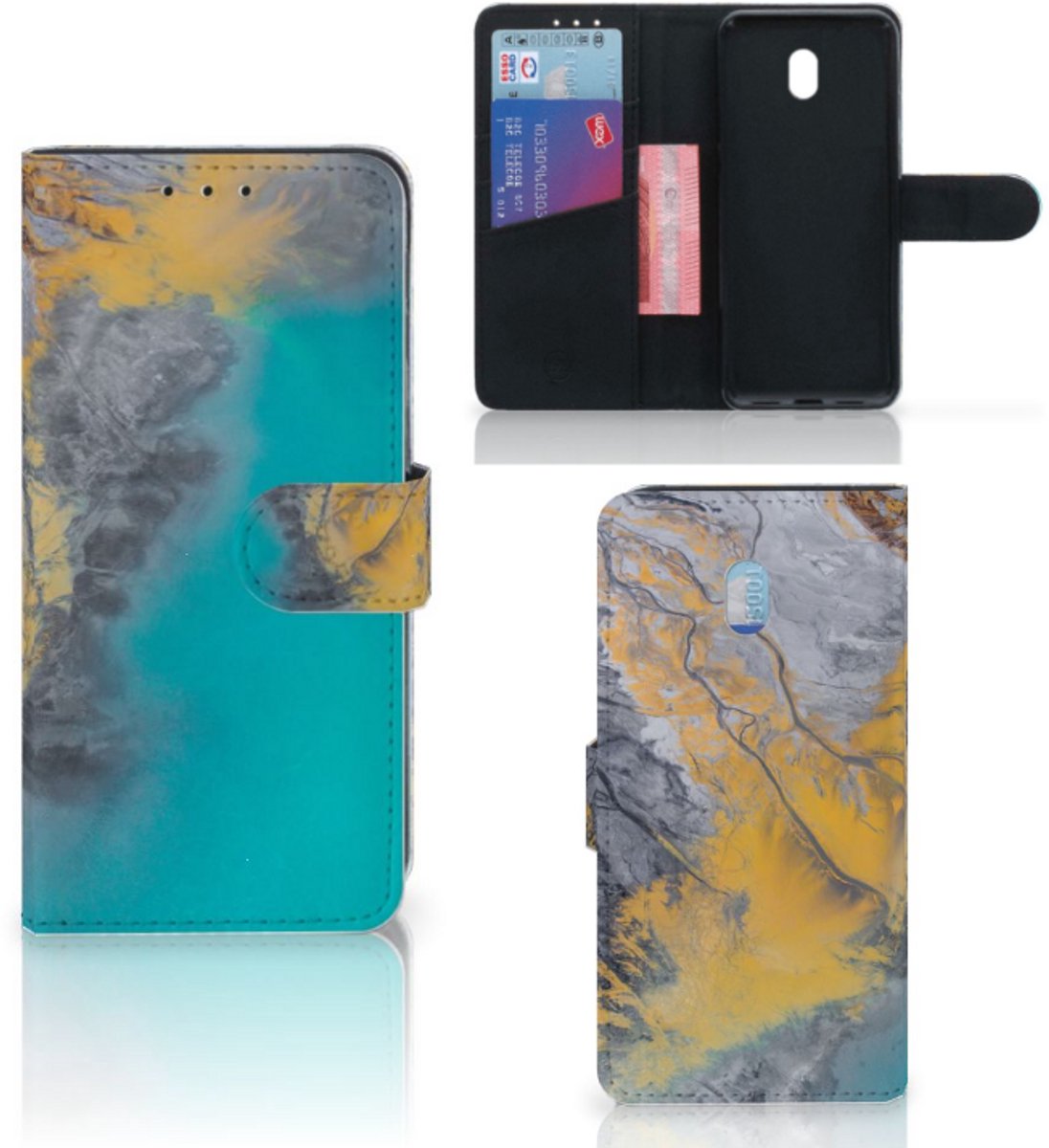Xiaomi Redmi 8A Bookcase Marble Blue Gold