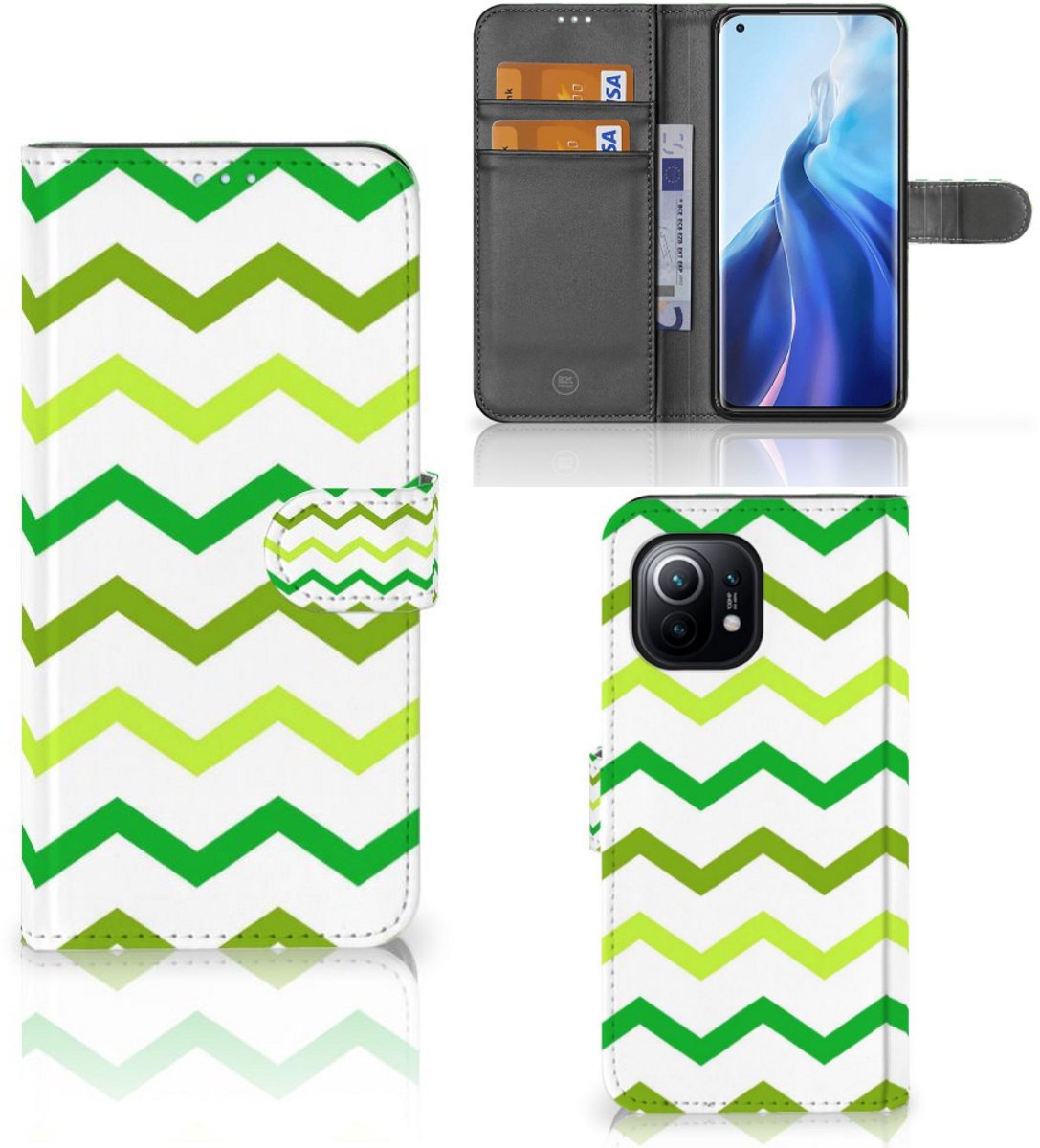 Xiaomi Mi 11 Telefoon Hoesje Zigzag Groen