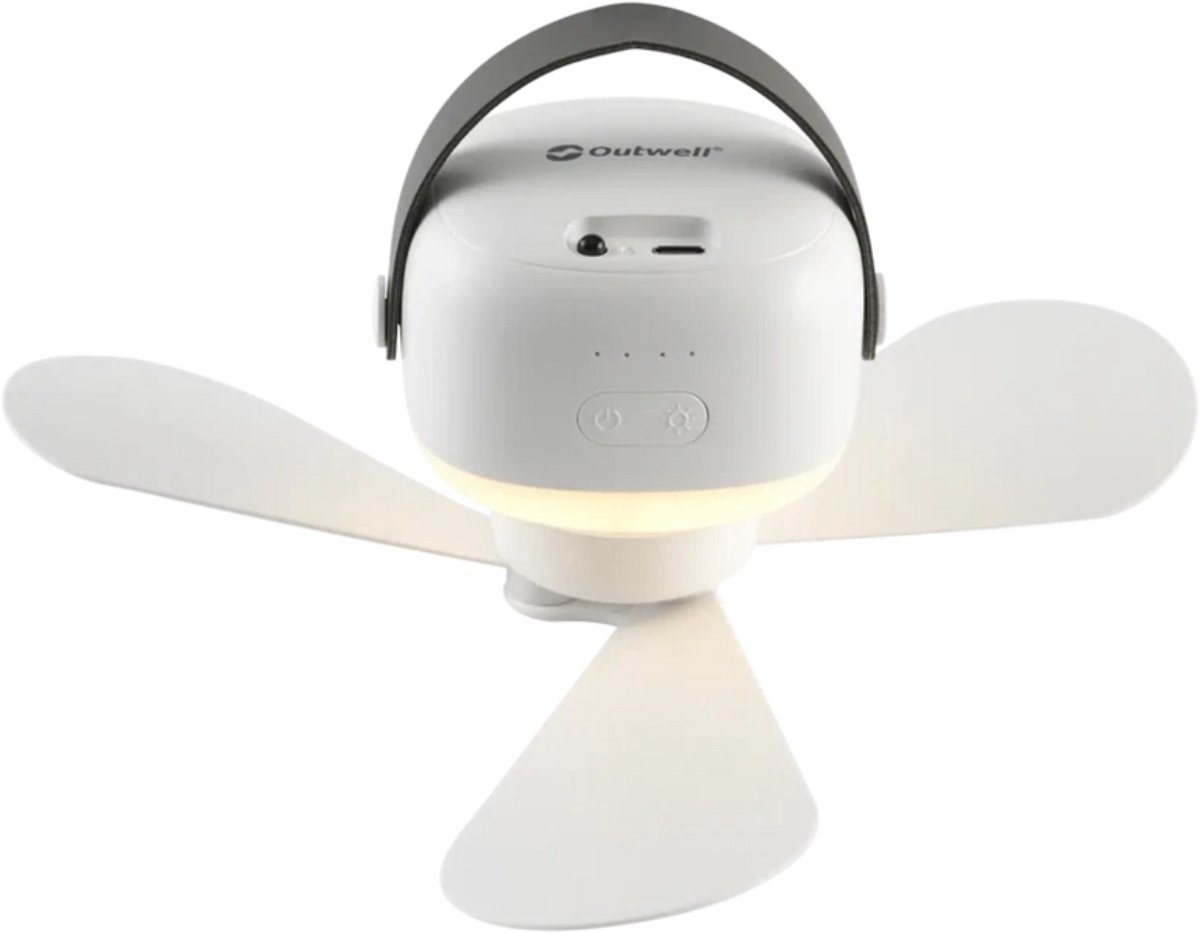 Outwell Aurelios Oplaadbare Ventilator - Ventilator/Lamp - Oplaadbaar - 3 snelheden - Dimbare LED - Compact