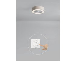 CREATE - Stille plafondventilator 40W (Ø50cm) met verborgen bladen en LED-verlichting - Met licht - Controller voor wandmontage + Afstandsbediening - 6 snelheden - Programmeerbaar - WIND CLEAR EASY