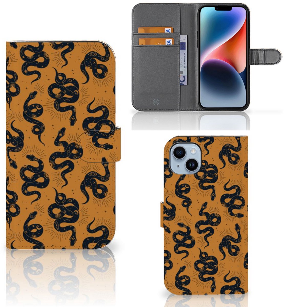 Telefoonhoesje met Pasjes voor iPhone 15 Plus Snakes