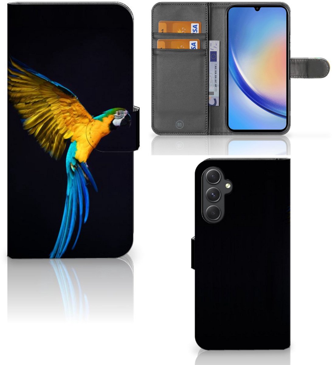 Samsung Galaxy A24 4G Telefoonhoesje met Pasjes Papegaai