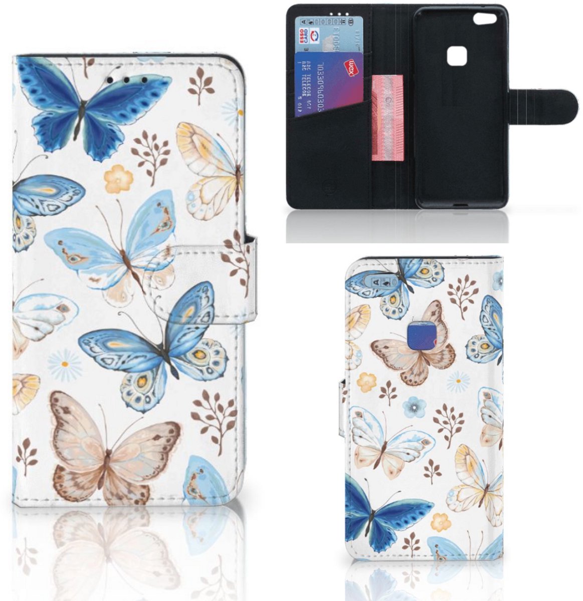 Telefoonhoesje met Pasjes voor Huawei P10 Lite Vlinder