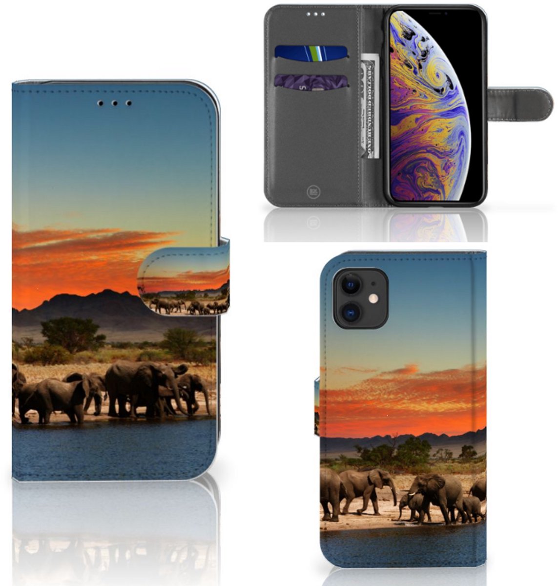 Apple iPhone 11 Telefoonhoesje met Pasjes Olifanten