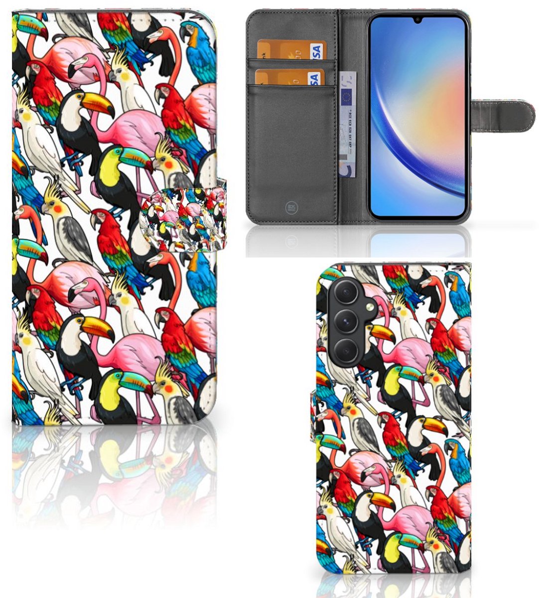 Book Case voor Samsung Galaxy A24 4G Telefoonhoesje met Pasjes Birds