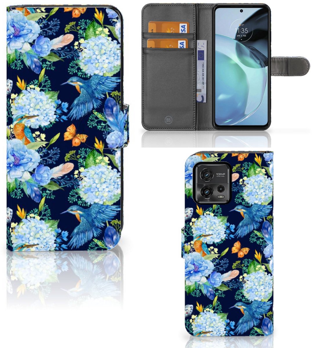 Telefoonhoesje met Pasjes voor Motorola Moto G72 IJsvogel