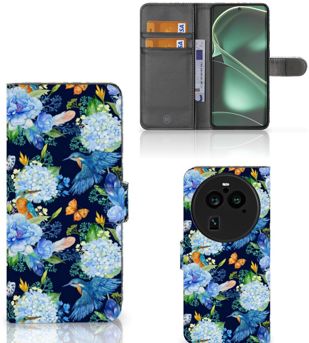 Telefoonhoesje met Pasjes voor OPPO Find X6 Pro IJsvogel