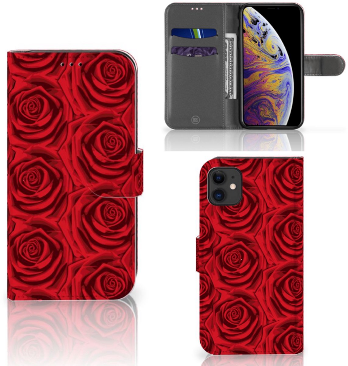 Book Case voor Apple iPhone 11 Hoesje Red Roses