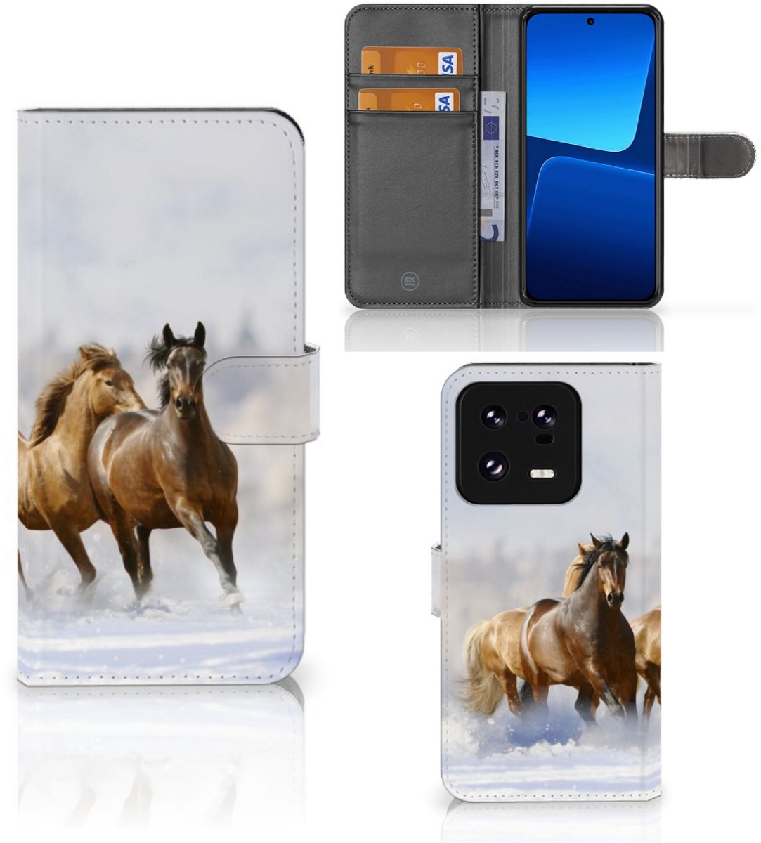 Xiaomi 13 Pro Telefoonhoesje met Pasjes Paarden