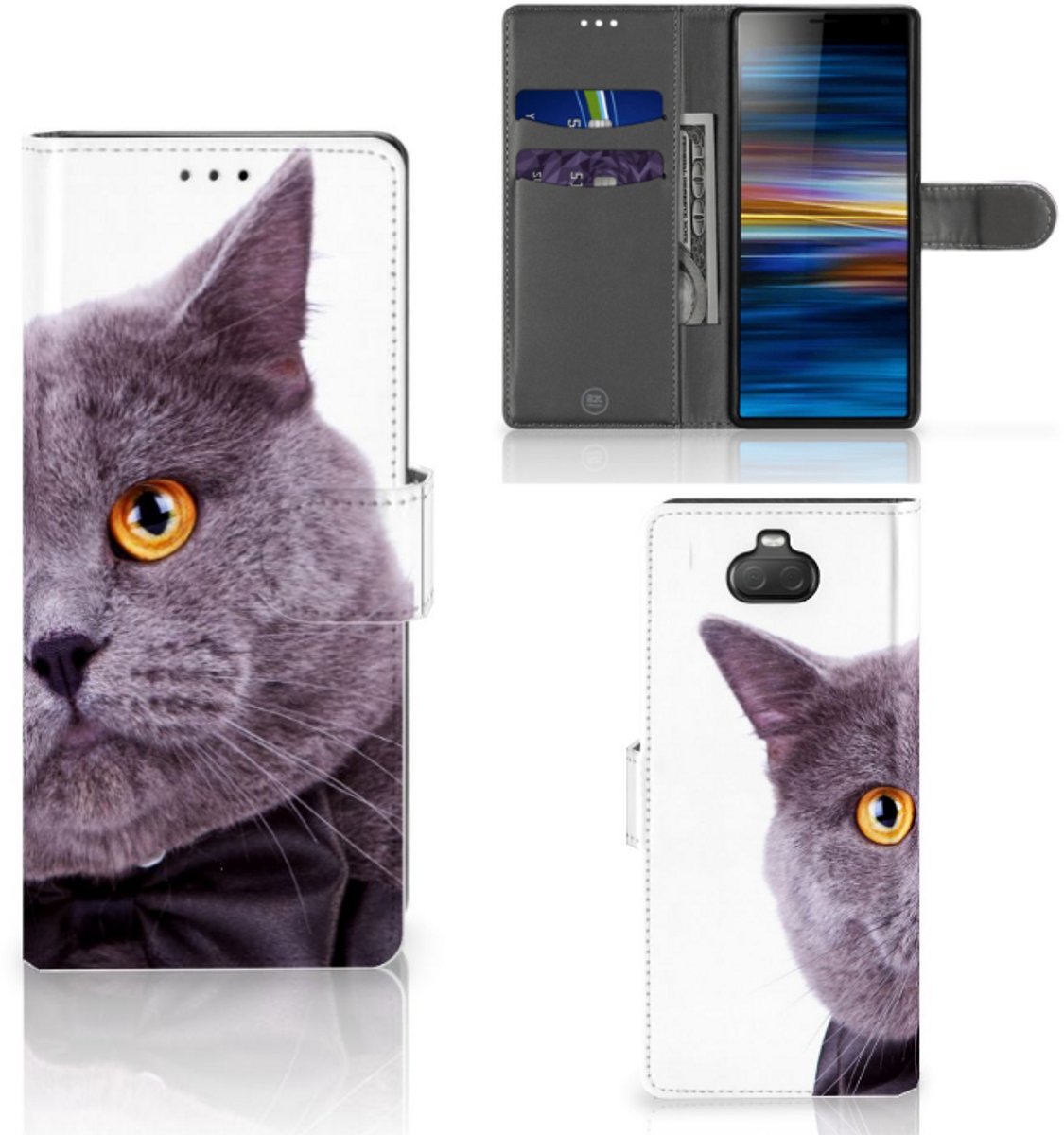 Sony Xperia 10 Telefoonhoesje met Pasjes Kat