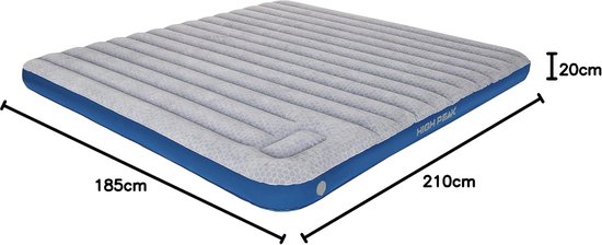 High Peak Unisex Cross Beam Single extra lang luchtbed, met geïntegreerde voetpomp en anti-slip functie, ademend, robuust, zachte bovenkant, voor binnen en buiten van High Peak — afbeelding 5