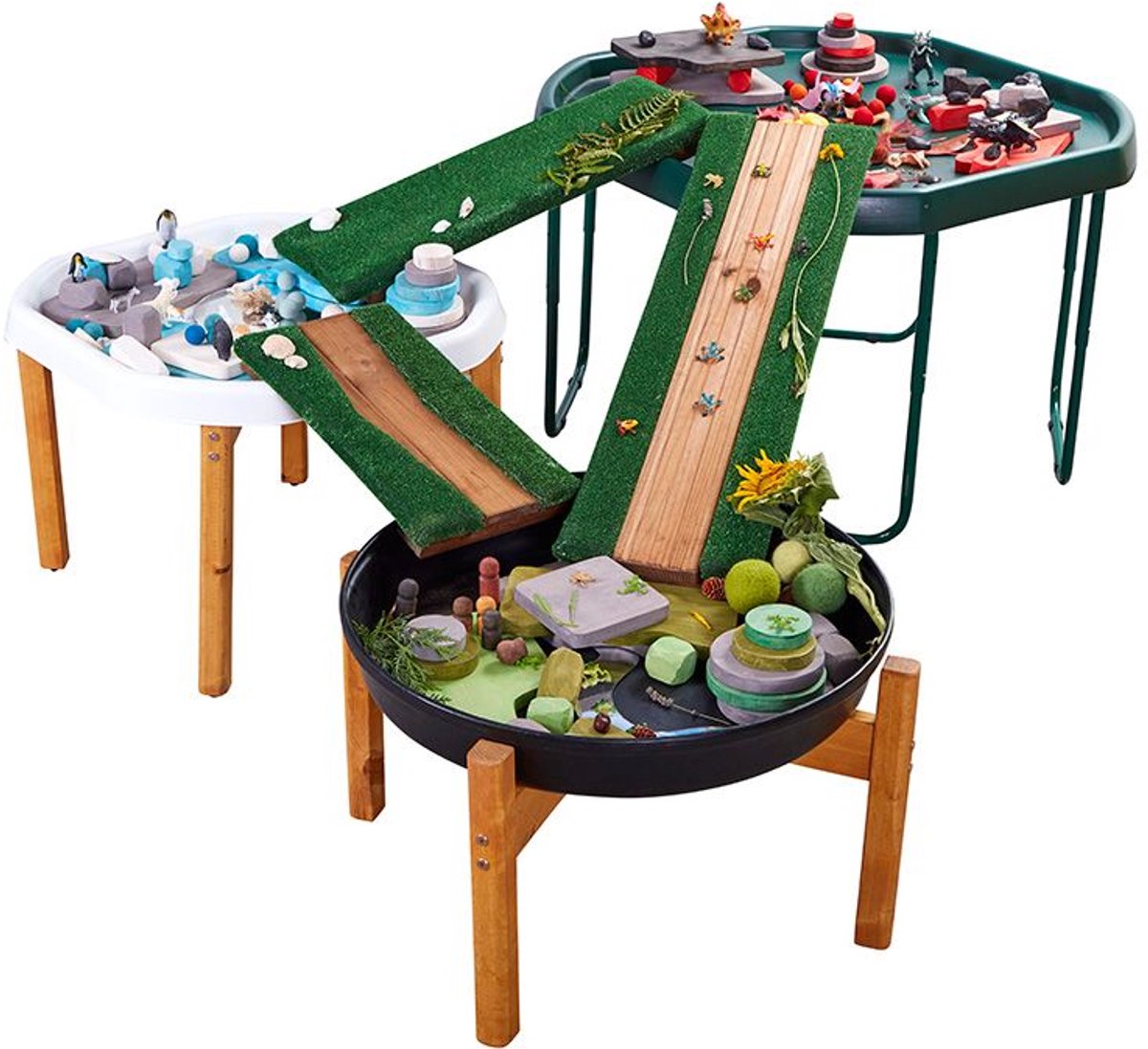 Cosy houten tuff spot platforms set van 3 voor kleine wereld speelplezier.
