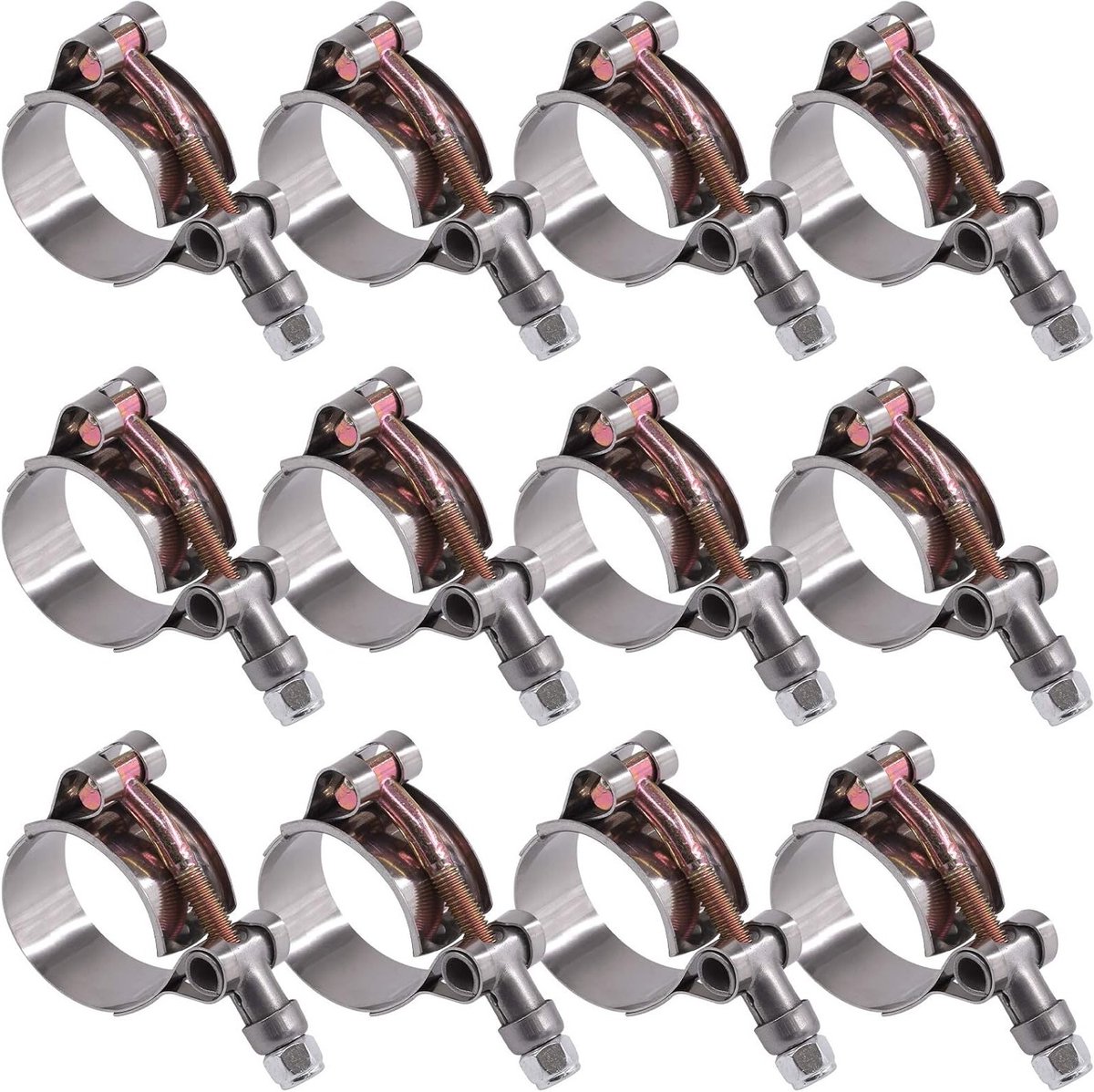 12 Stuks RVS T-Bolt Slangklemmen 32-37mm voor Turbo Inlaat en Intercooler Slangen