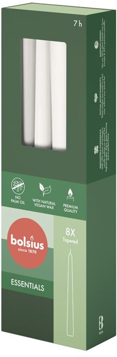 Bolsius - Gotische kaarsen - 245/24 - 8 stuks per verpakking - Cloudy White