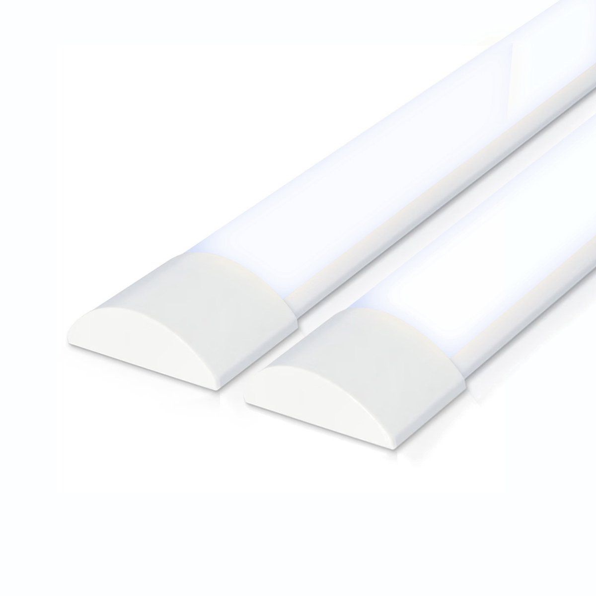 HOFTRONIC Set van 2 LED Batten 60cm rechthoek – 20W 2400 lumen – Daglicht wit 6400K – Flikkervrij – Ingebouwde LED – Polycarbonaat – IP20 – Niet dimbaar – Onderbouwverlichting