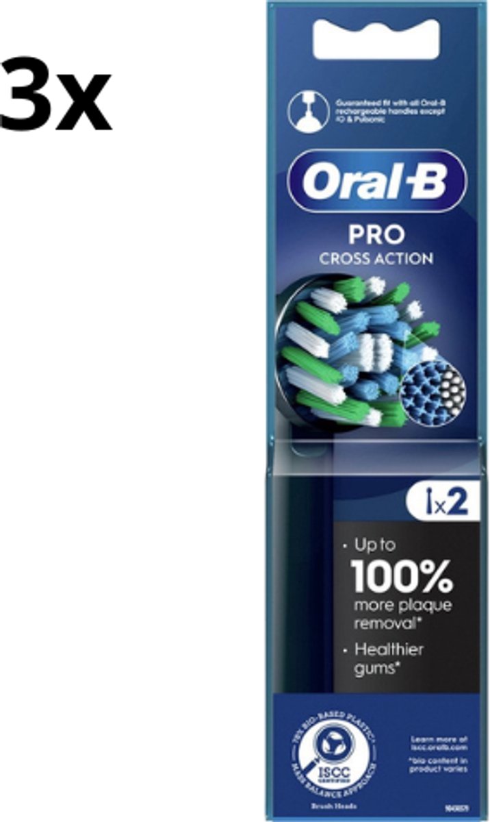Oral-B Pro Cross Action Opzetborstels Zwart - 3 x 2 stuks