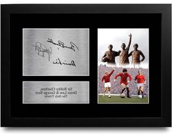 HWC Trading FR Denis Law, George Best & Bobby Charlton Gift Gesigneerd FRAMED A4 Gedrukte handtekening Gifts Photo Display