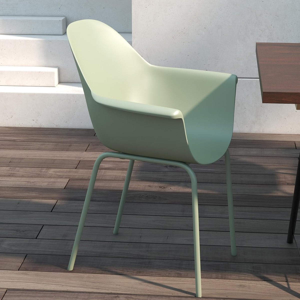 Tuinstoelen Set van 4 – 59x55x84 cm – Weerbestendige Kunststof Stoelen met Armleuning en R
