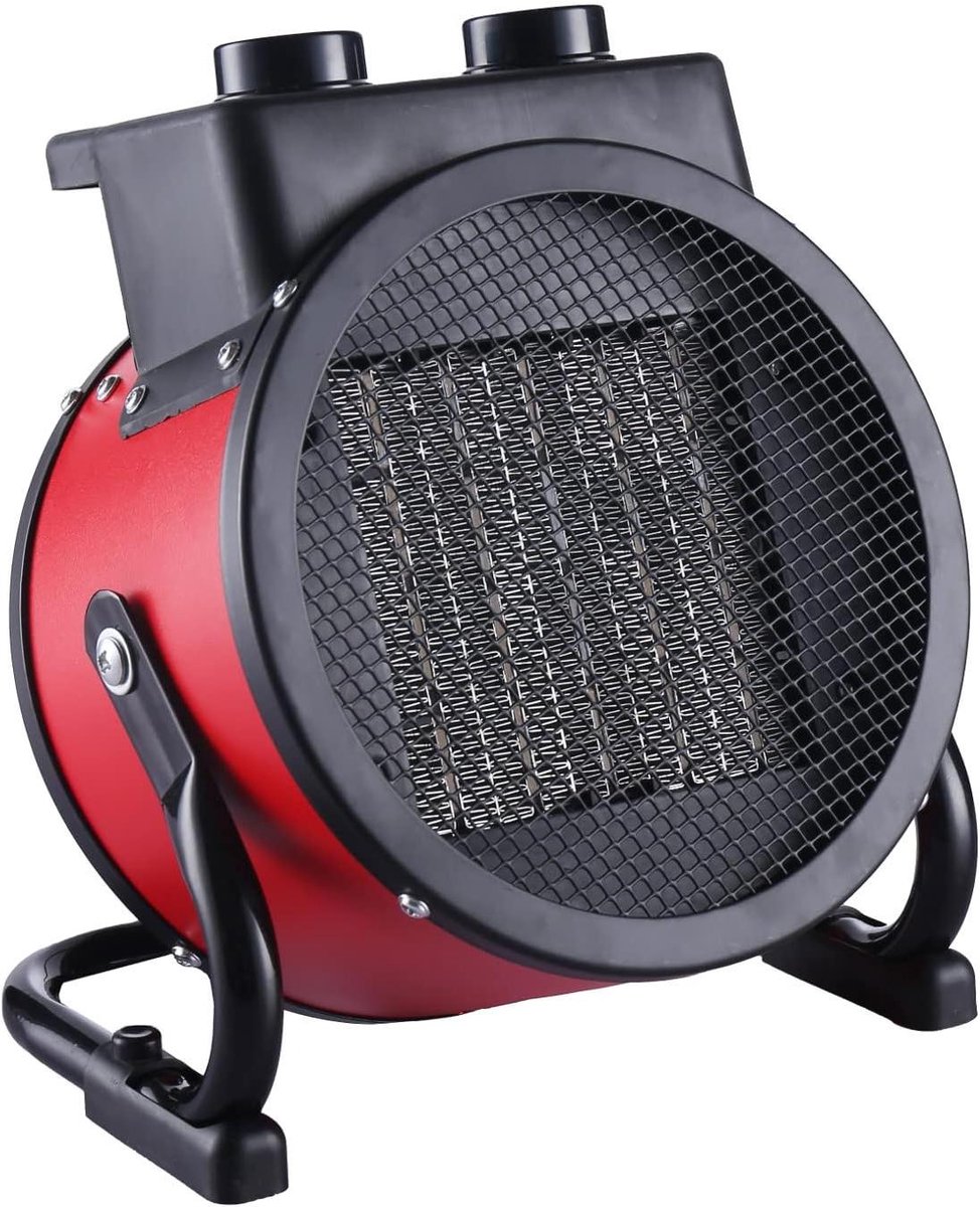 Keramische Kachel - Elektrische Verwarming - Ruimte Verwarmen - Dubbel Verwarmingsvermogen - 2400 Watt - Zwart/Rood