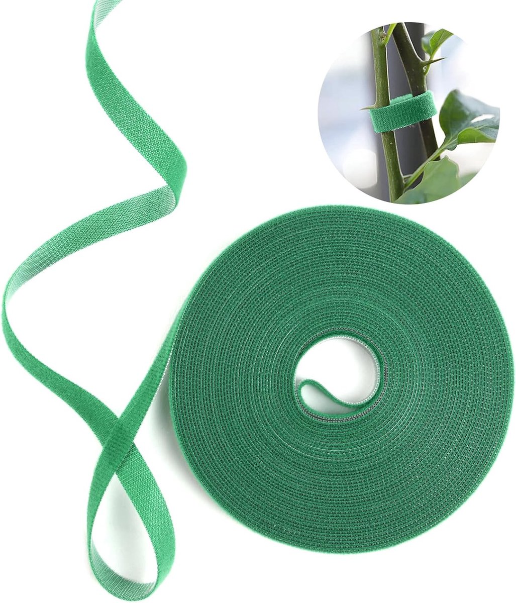 Plantenbinders,10 m Groen Hersluitbare Plantenband Dubbelzijdige Steunbanden, 15 mm Zelfklevend Klimhulpmiddel Multifunctionele Plantbinders, Weerbestendig Klimhulpmiddel voor Planten