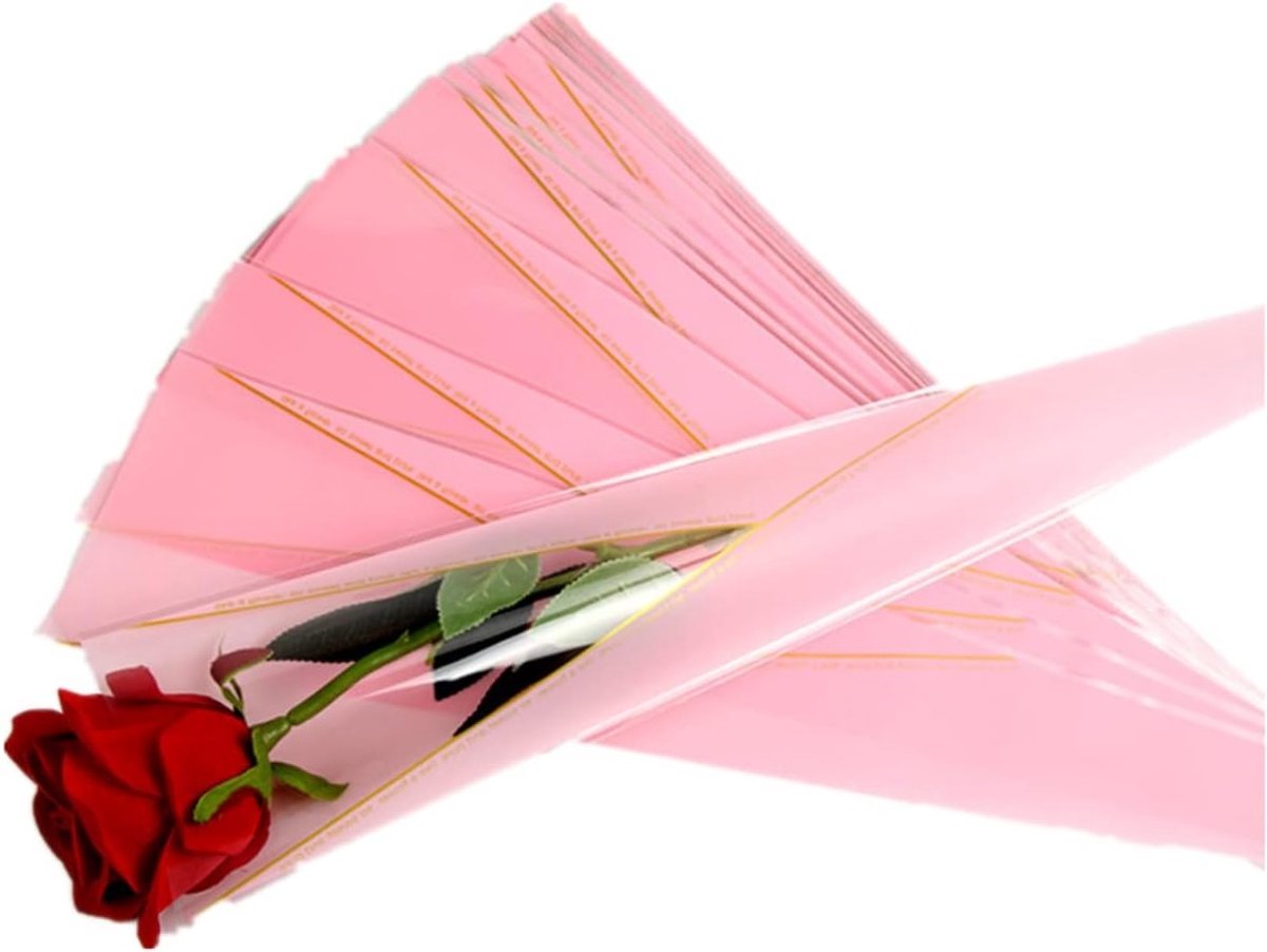 Floral Verpakking voor Rozen en Bloemen, 100 Stuks, Cadeauverpakking voor Moederdag, Valentijnsdag en Bruiloften, Roze, 45 x 12.7 x 3.8 cm