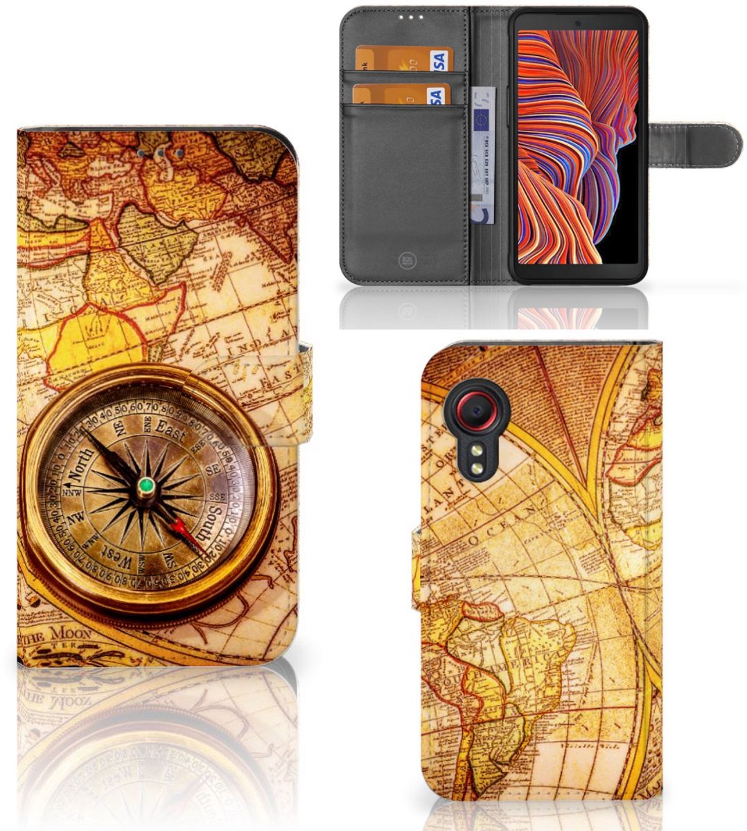 Boekhoesje voor Samsung Galaxy Xcover 5 Flip Cover Kompas