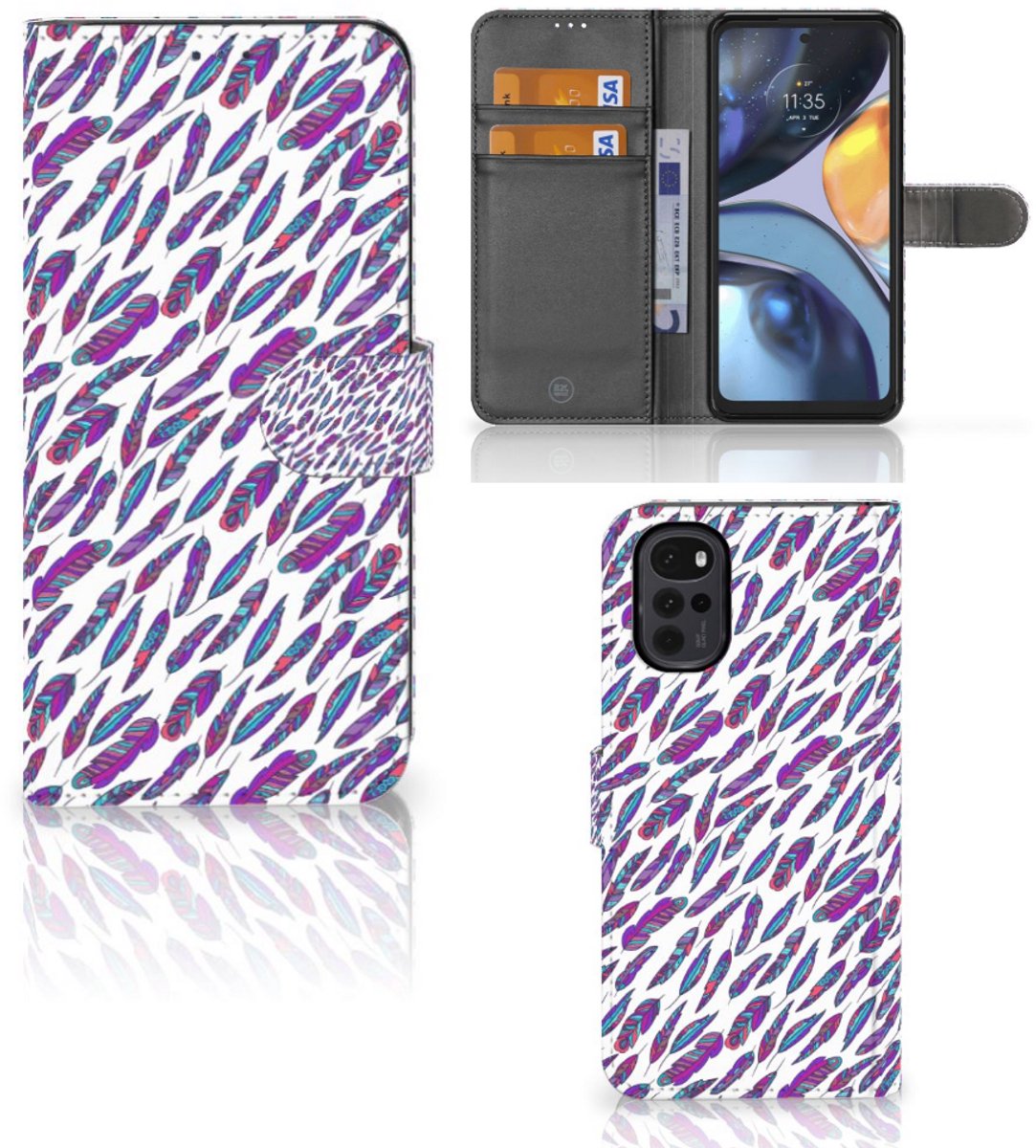 Motorola Moto G22 Telefoon Hoesje Feathers Color