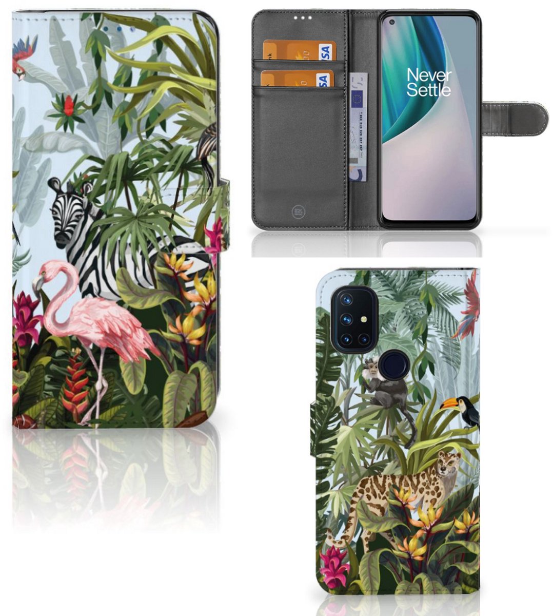 Telefoonhoesje met Pasjes voor OnePlus Nord N10 Jungle