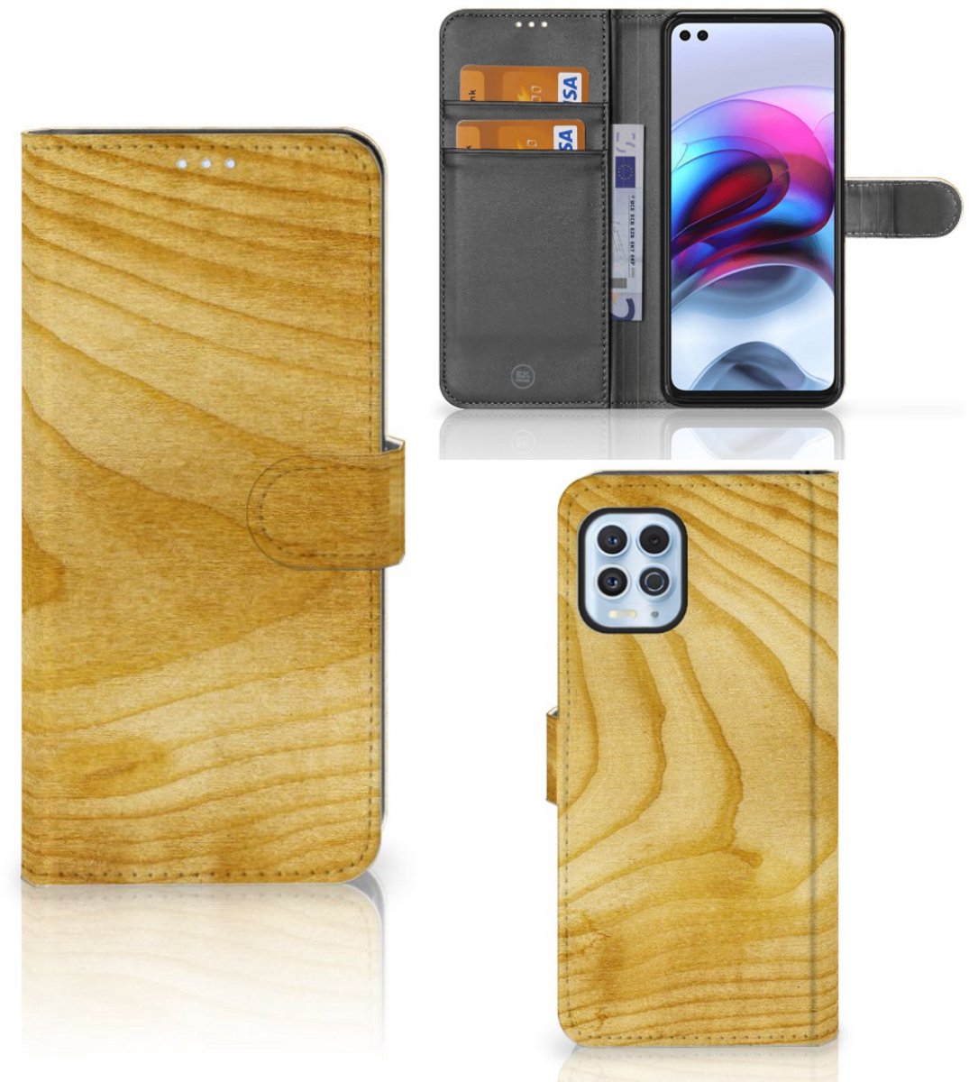 Motorola Moto G100 Book Style Case Licht Hout