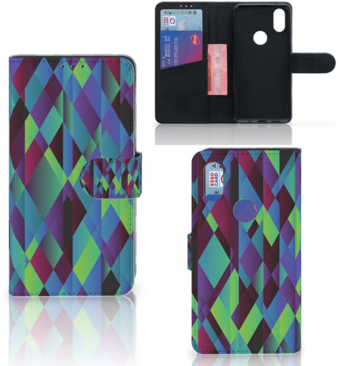 Xiaomi Mi Mix 2s Book Case Abstract Green Blue