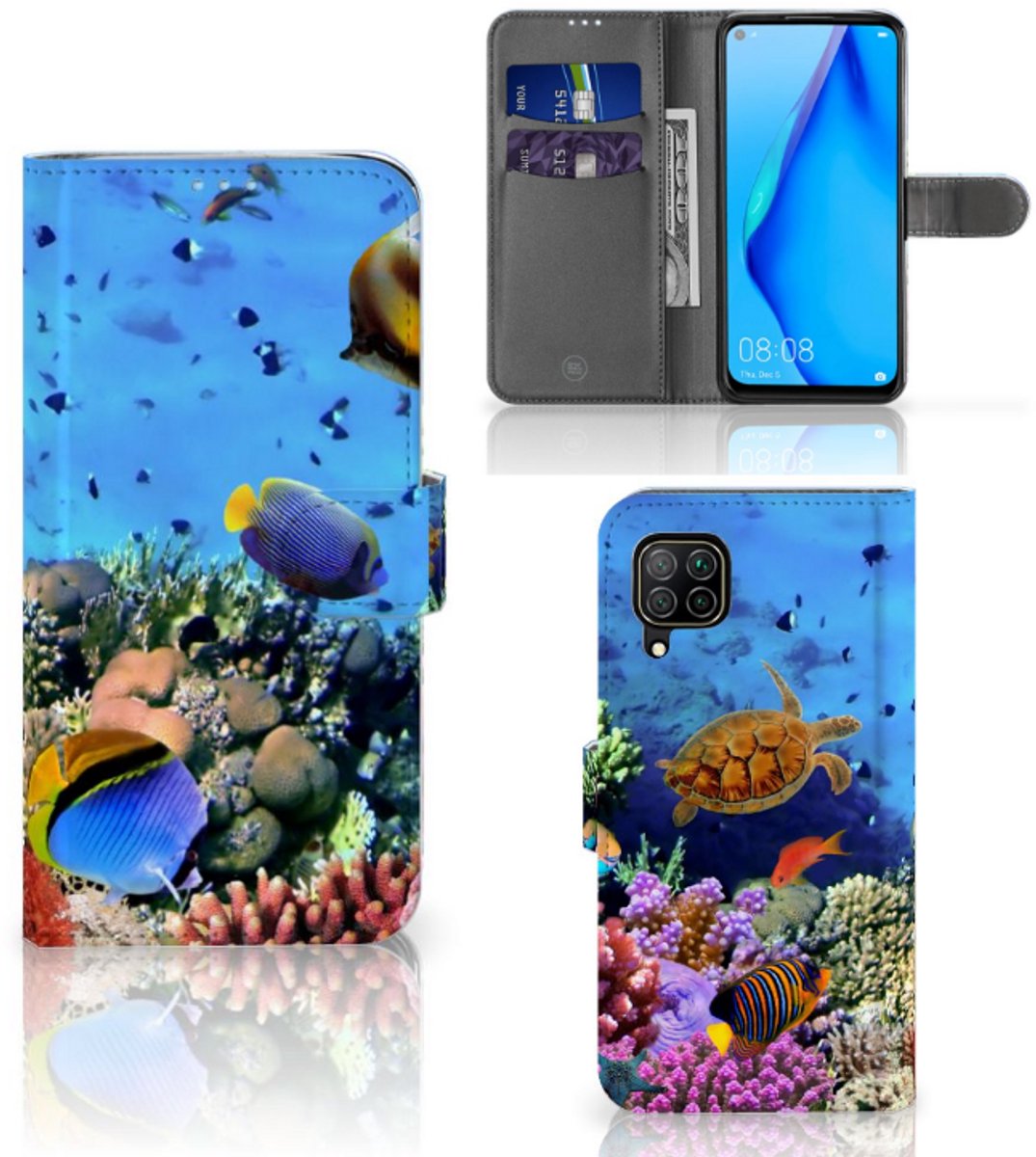 Huawei P40 Lite Telefoonhoesje met Pasjes Vissen