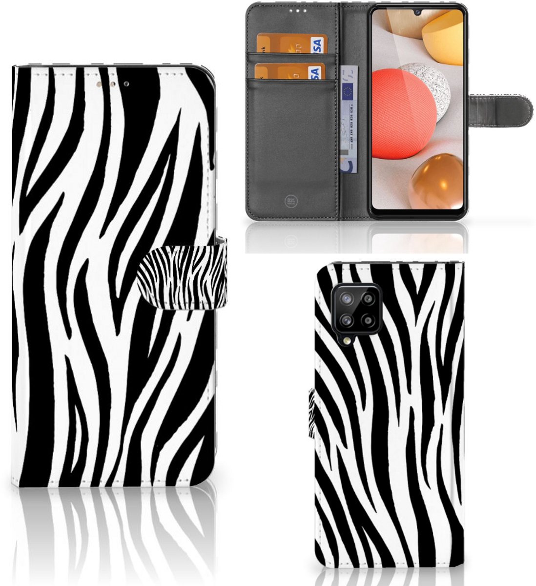 Samsung Galaxy A42 5G Telefoonhoesje met Pasjes Zebra