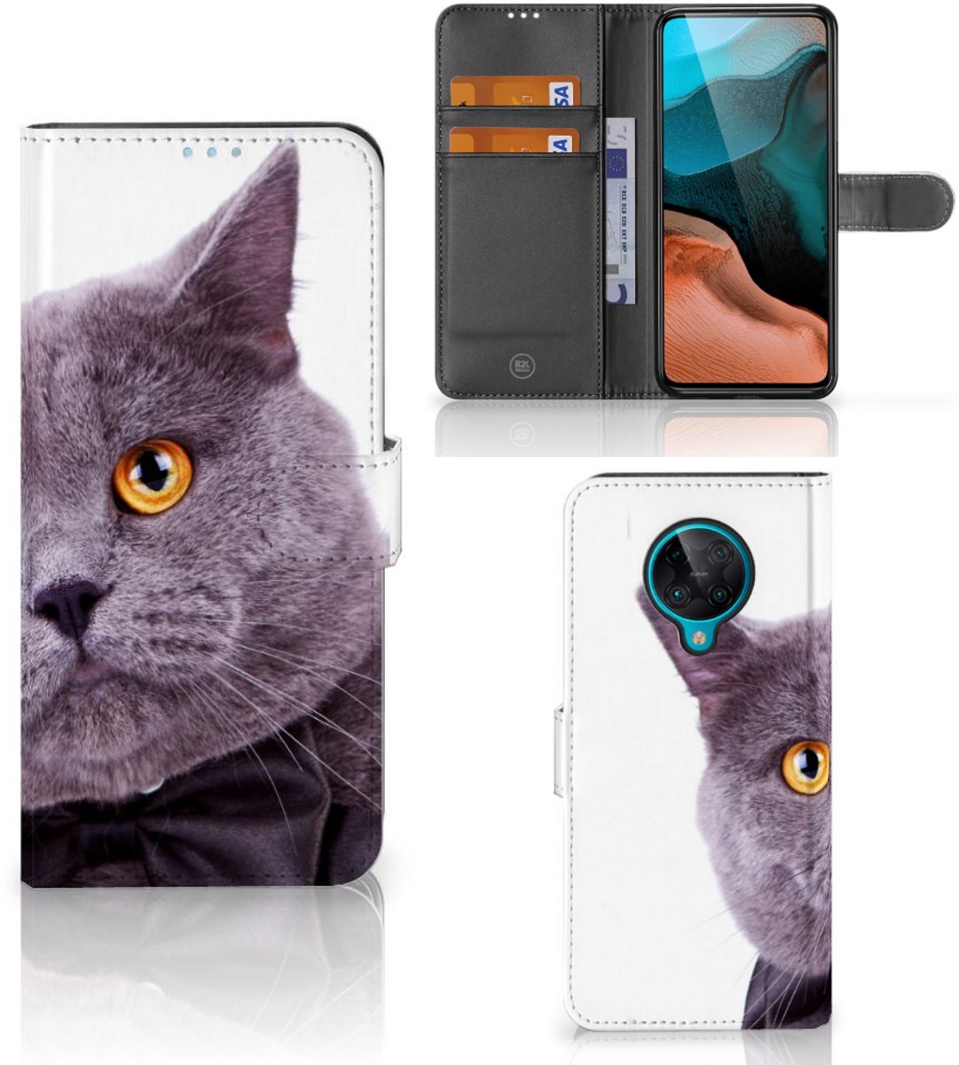 Xiaomi Poco F2 Pro Telefoonhoesje met Pasjes Kat
