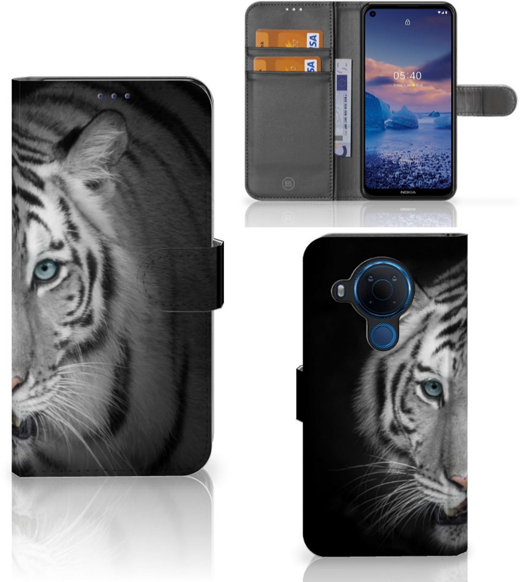 Nokia 5.4 Telefoonhoesje met Pasjes Tijger