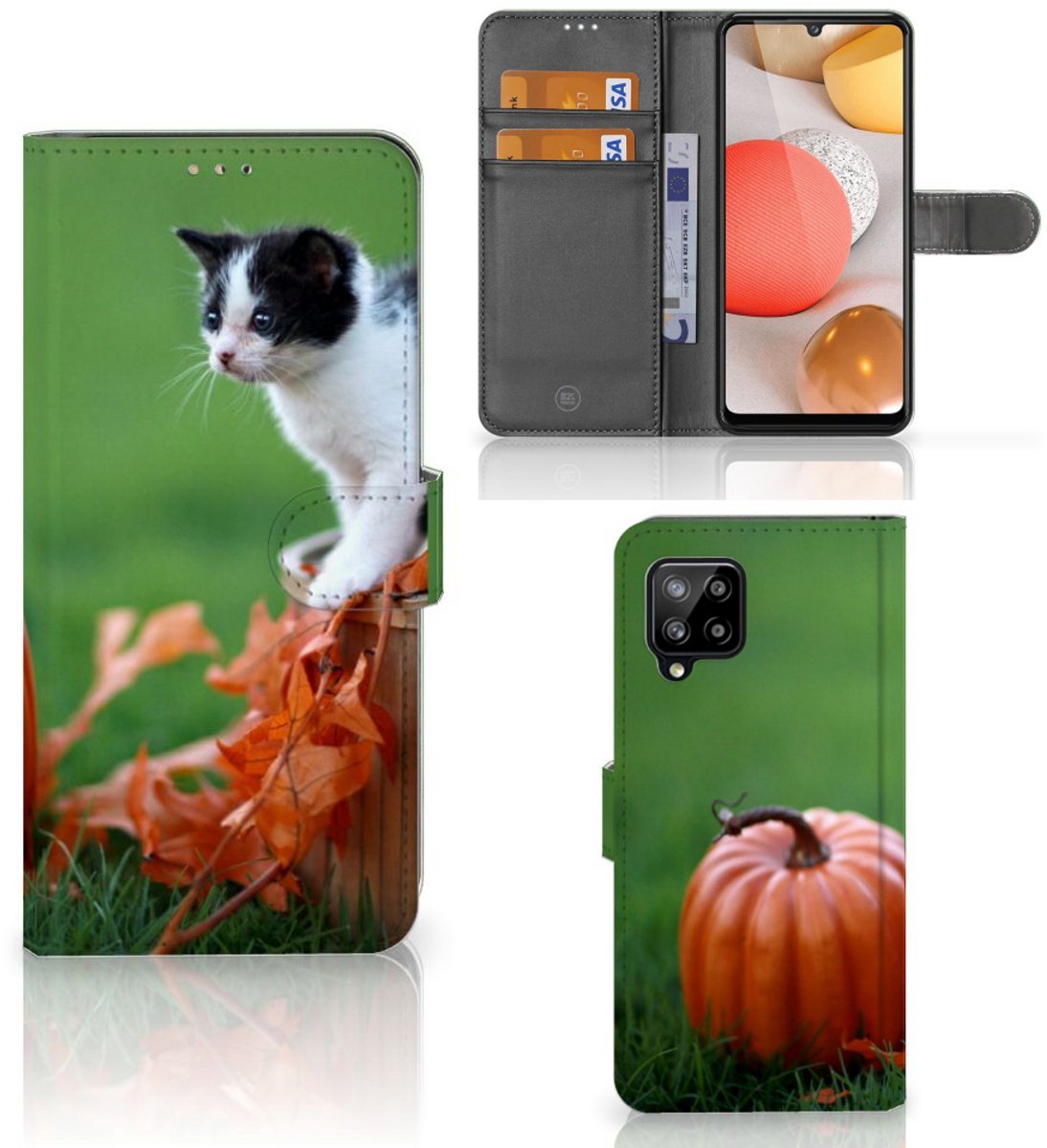 Samsung Galaxy A42 5G Telefoonhoesje met Pasjes Kitten