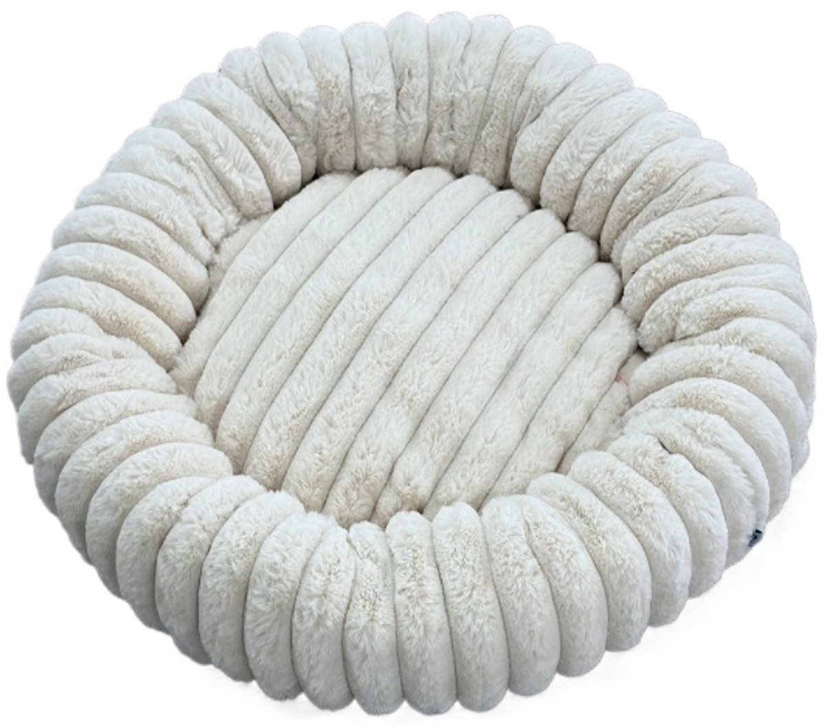 Donut Hondenmand & kattenmand 60 cm - Ronde huisdier nesten - Fluffy Hondenkussen - wasbaar - Anti-slip Mat Onderkant - Geschikt voor Pups & Kittens - Hondenmand rond - Dog Anti Stress Bed - Zacht Kattenbed - Comfortabel Nestje - beige