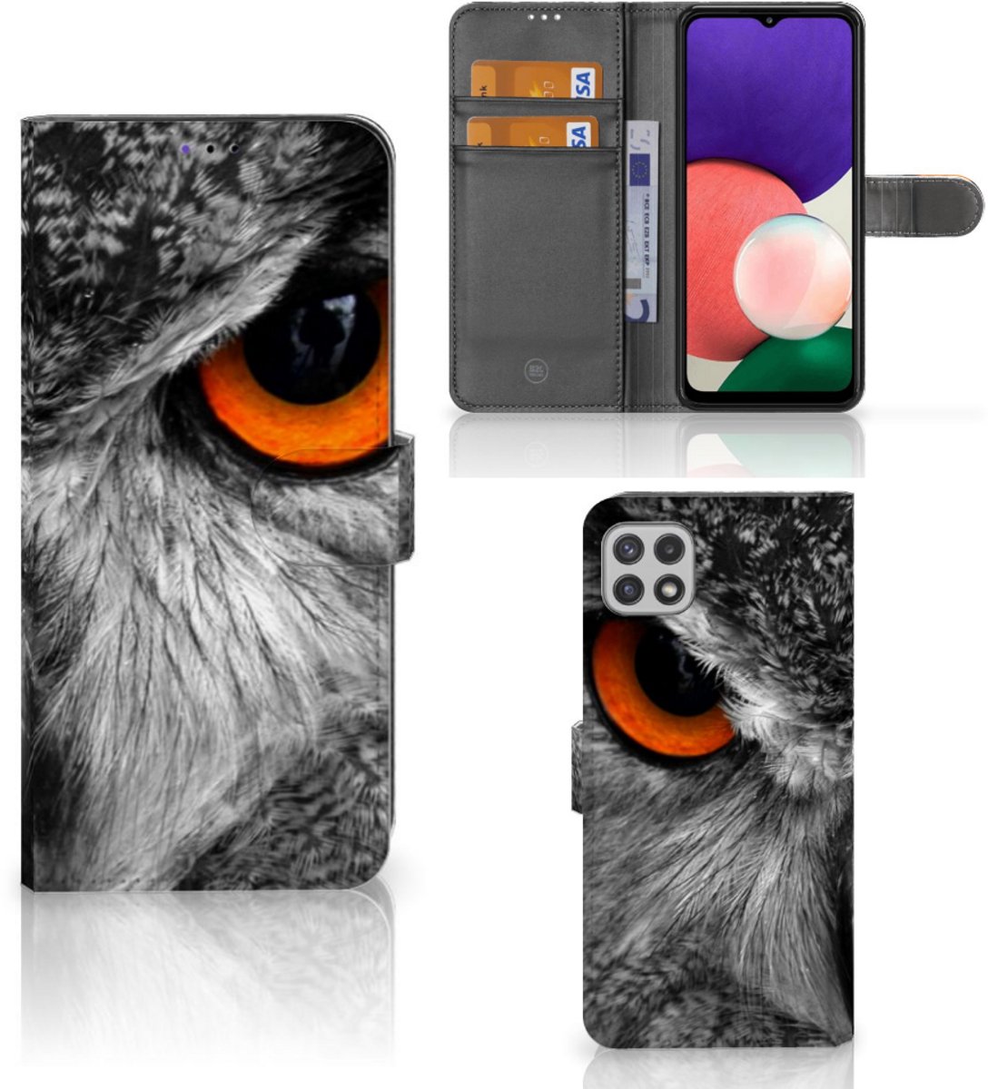 Samsung Galaxy A22 5G Telefoonhoesje met Pasjes Uil