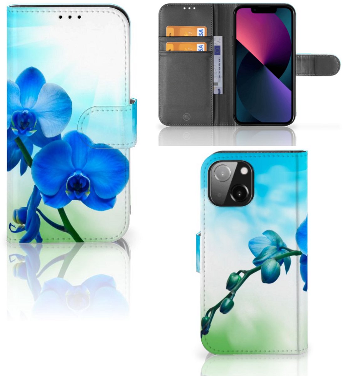 iPhone 13 Mini Hoesje Orchidee Blauw - Cadeau voor je Moeder