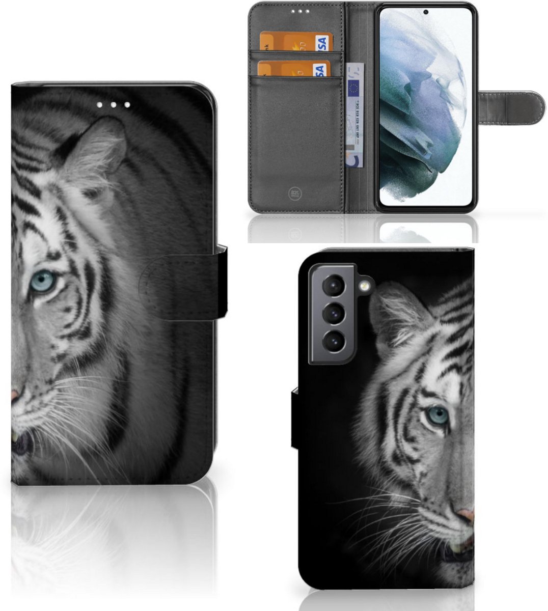 Samsung Galaxy S21 FE Telefoonhoesje met Pasjes Tijger