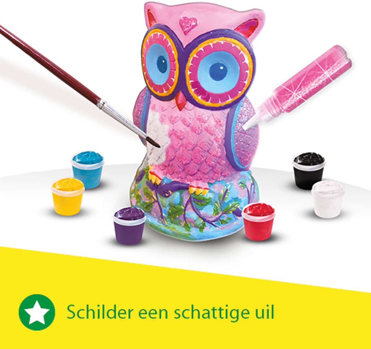 SES Creative - Hobby Pink - Gieten en Schilderen - Uil - Knutselen Meisjes - Sneldrogend - Vanaf 5 jaar — afbeelding 4