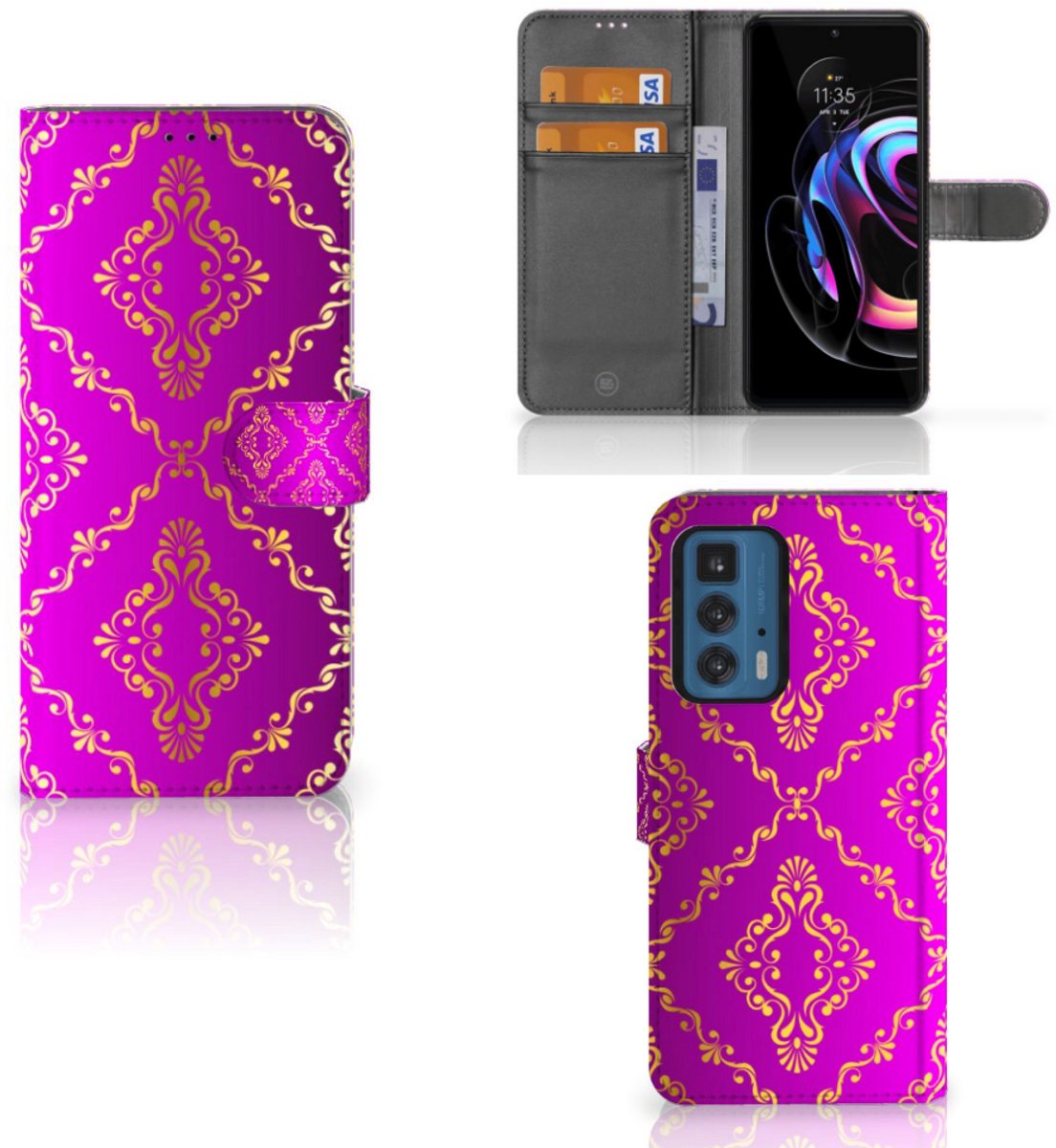 Wallet Case Motorola Edge 20 Pro Barok Roze