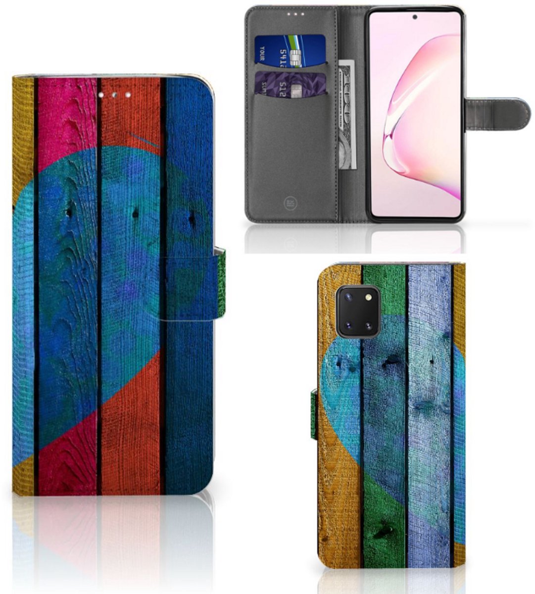 Samsung Note 10 Lite Book Style Case Wood Heart - Cadeau voor je Vriend