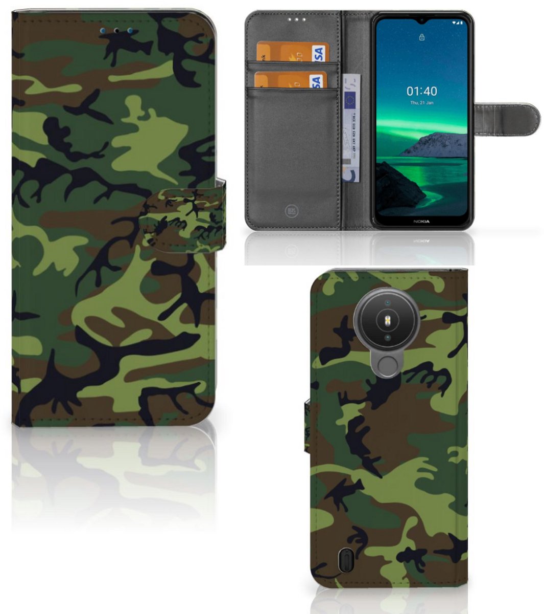 Nokia 1.4 Telefoon Hoesje Army Dark